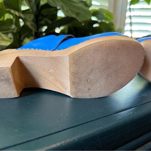 Royal Blue Leather Clogs - Picture 1 of 5